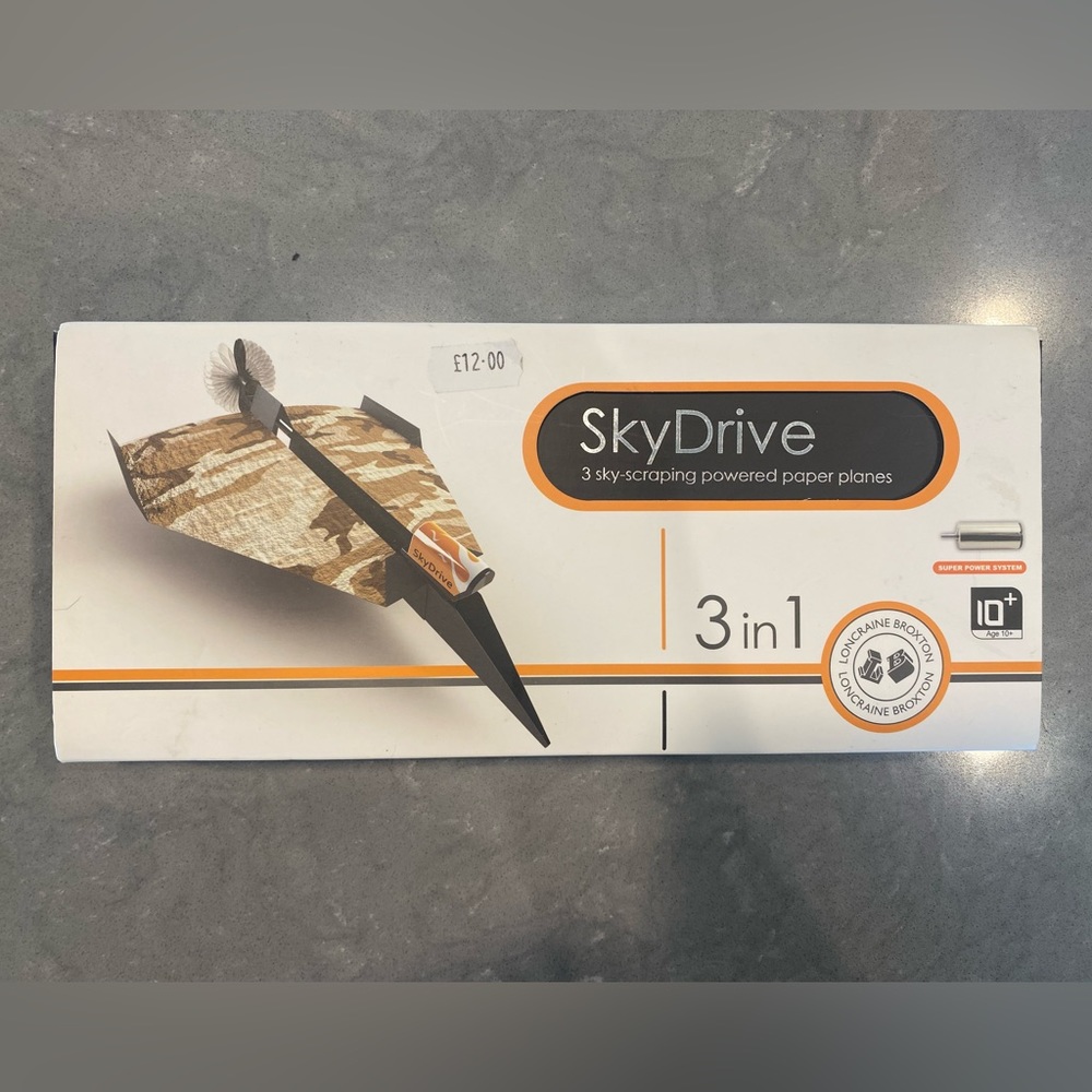 SkyDrive Powered Paper Plane Kit Loncraine Broxton 3 in 1 Open Box Complete